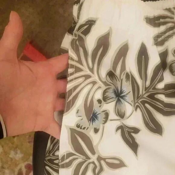 MERONA Men's XL ( 38-42") White/Moss Floral Brief Lined Trunks - Picture 3 of 12